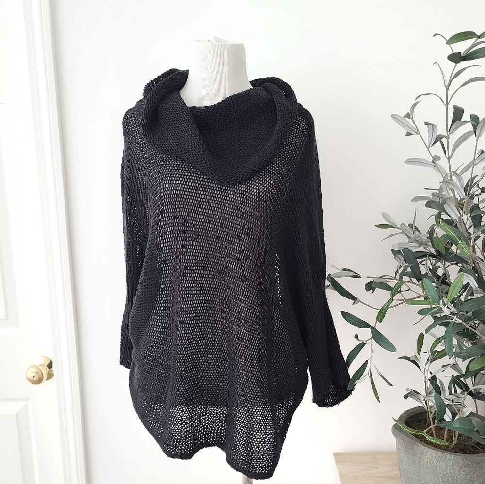 105. WOODEN SHIPS | Black crochet sheer knit sweater